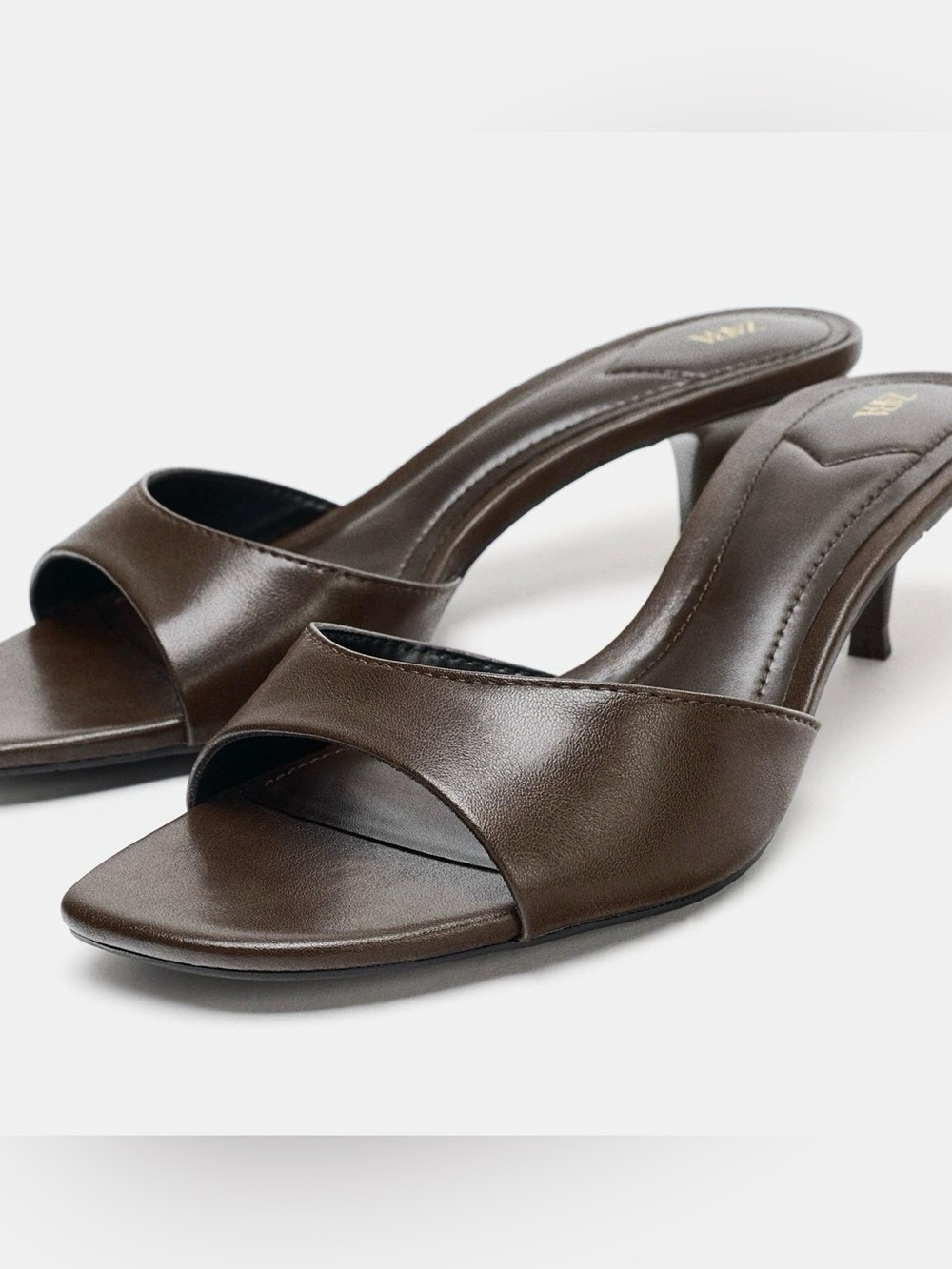 LOW HEEL SANDALS Women’s Brown Slip-On Kitten Heel Sandals